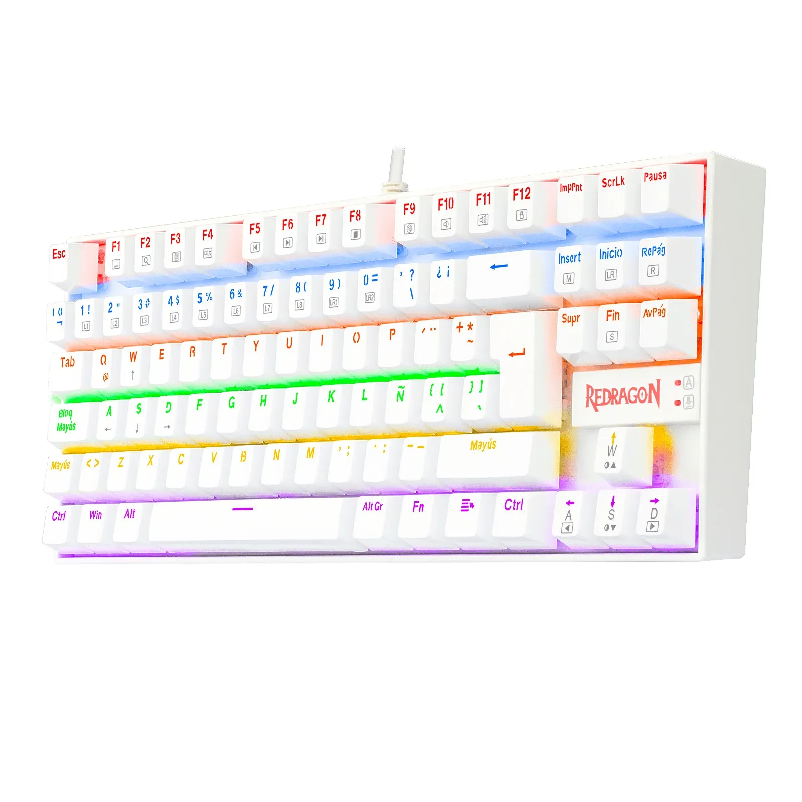 Teclado Kumara White K552-Kr-Sp Mechanical Spanish Rainbow Switch Red