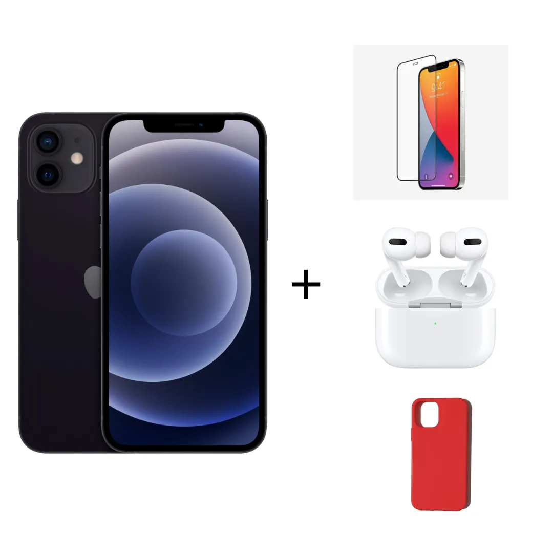 Celular iPhone 12 + cable + funda + airdpod AAA 12 - Reacondicionado como nuevo 12 Meses De Garantía 