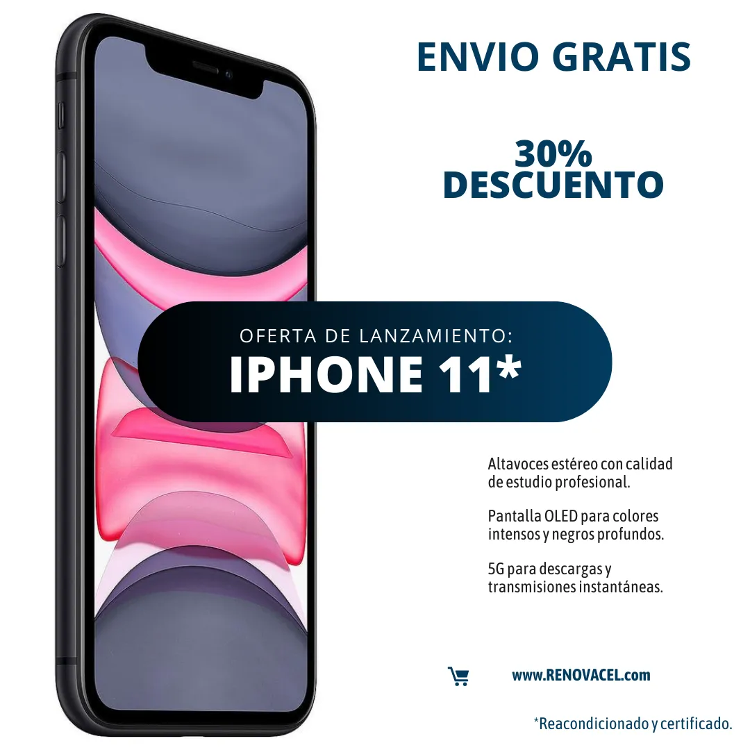 iPhone 11 Reacondicionado 64GB 13 Meses De Garantía Color NEGRO