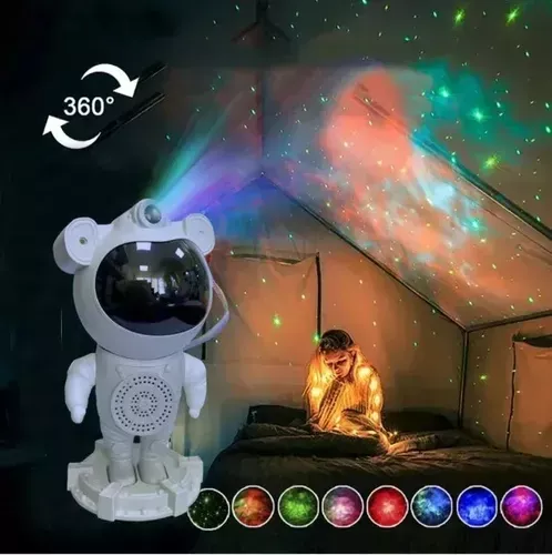 Lámpara Led Astronauta Proyector Bluetooth Musical Nebulosa