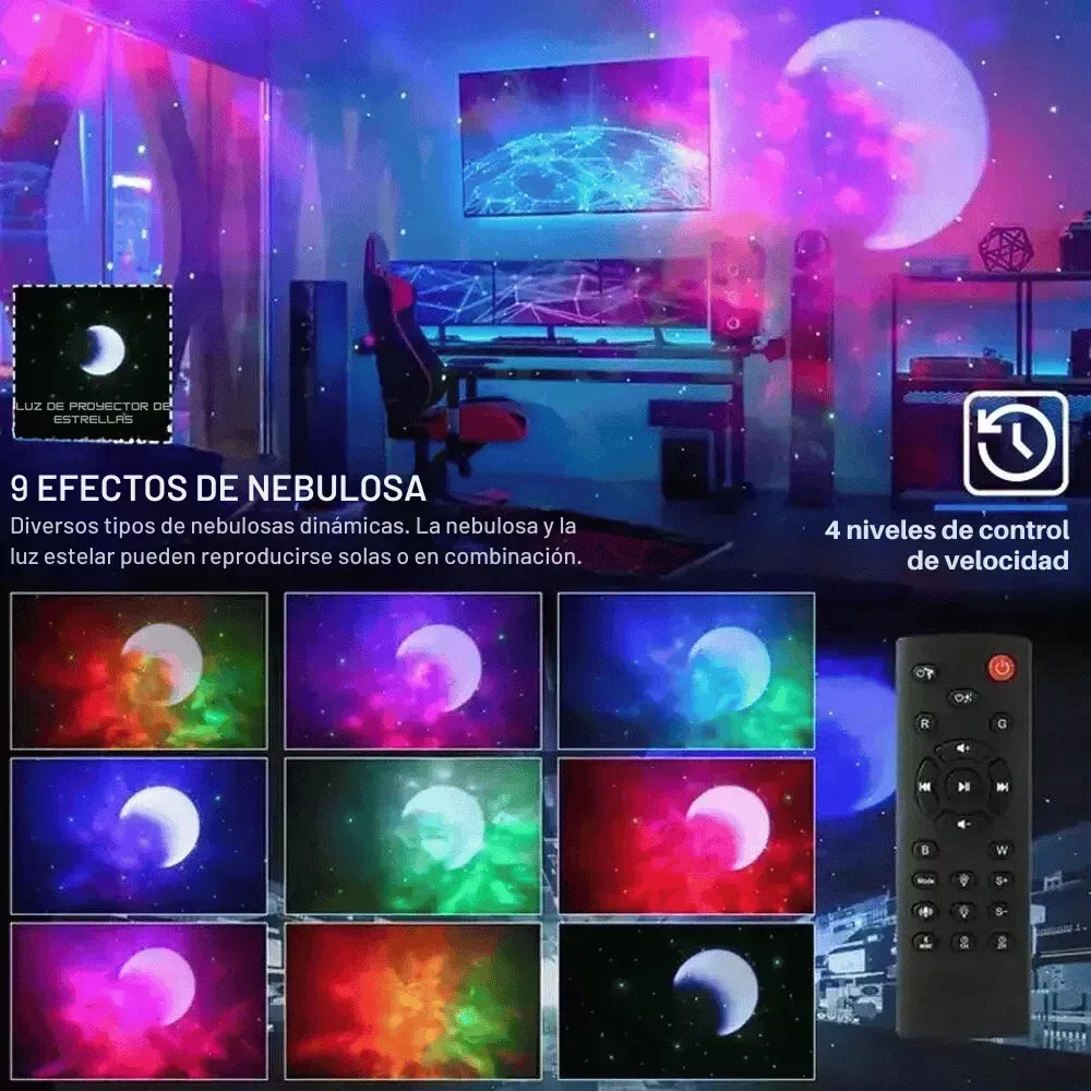 Lámpara Led Astronauta Proyector Bluetooth Musical Nebulosa