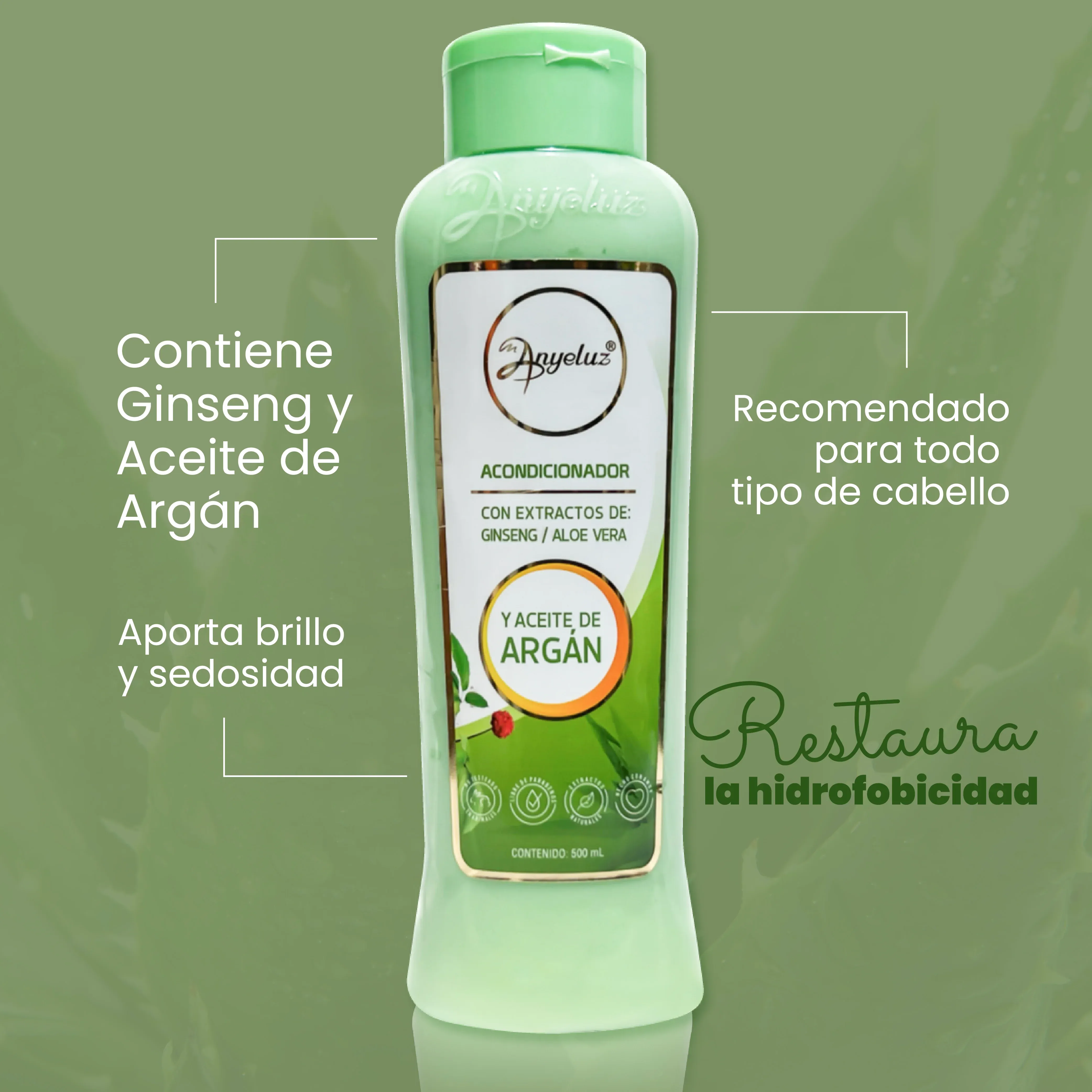 Acondicionador De Argán Y Aloe Vera Anyeluz X500 Ml