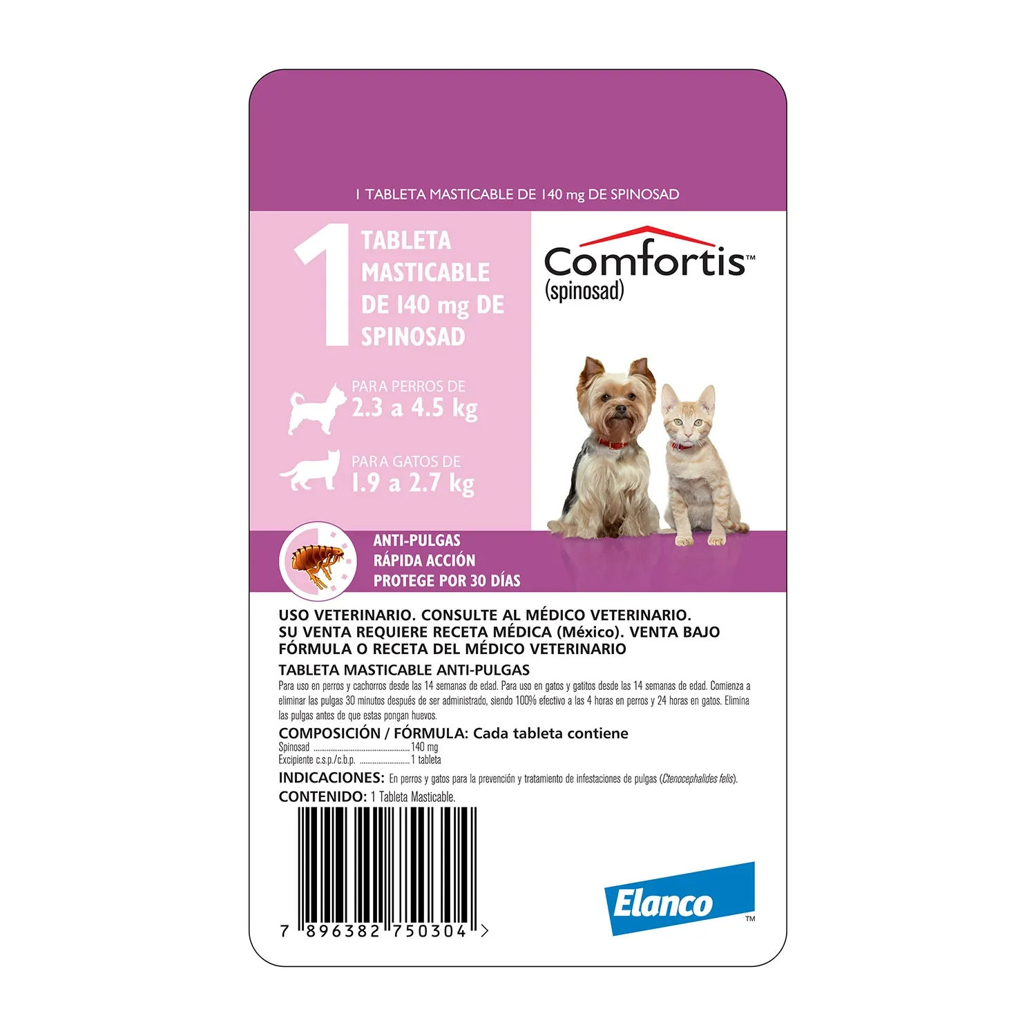 Comfortis Antipulgas para Perros  De: 2.3Kg a 4.5Kg Gatos De:1.9kg a 2.7kg