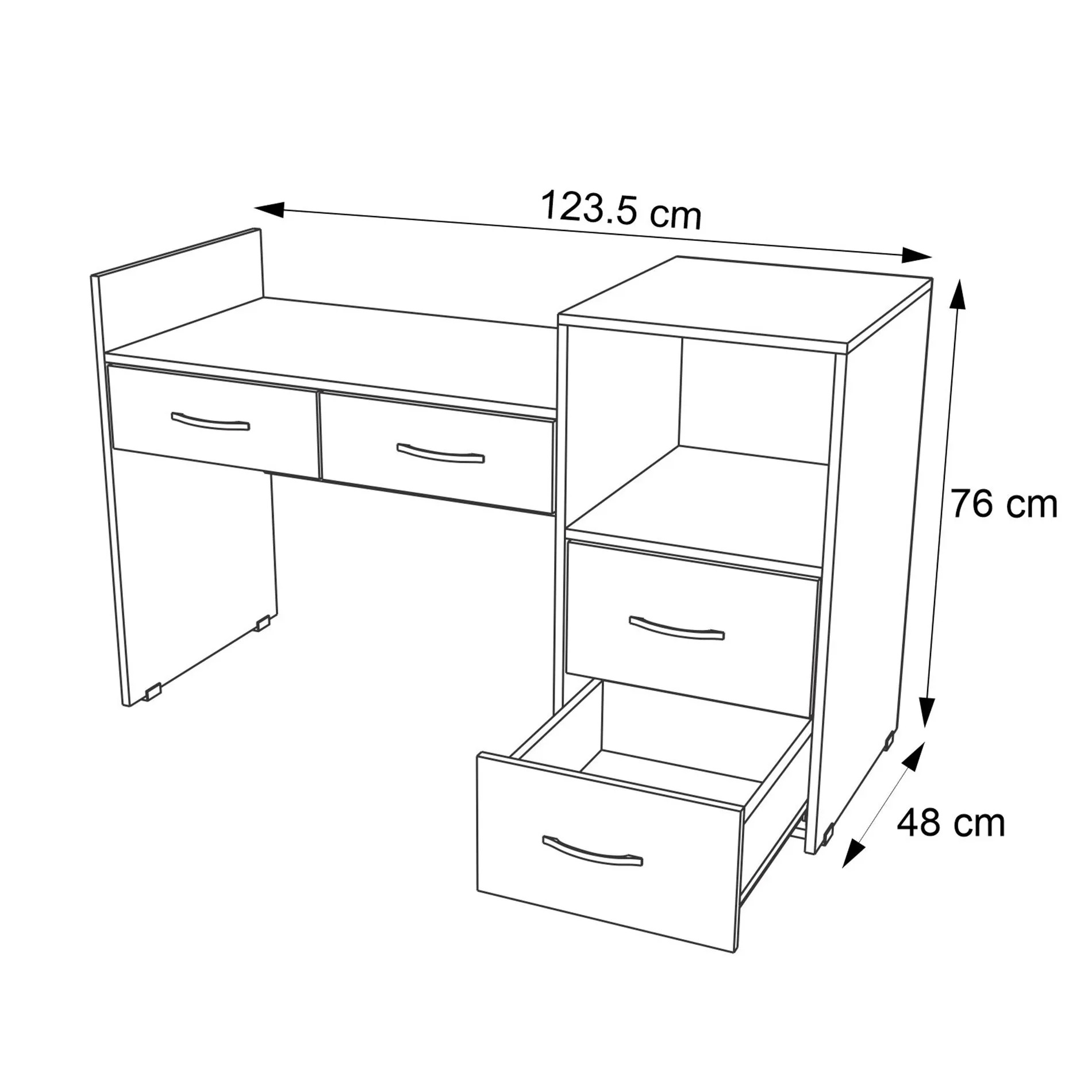 Escritorio Cik Cafe Claro 123.5 x 76 x 48