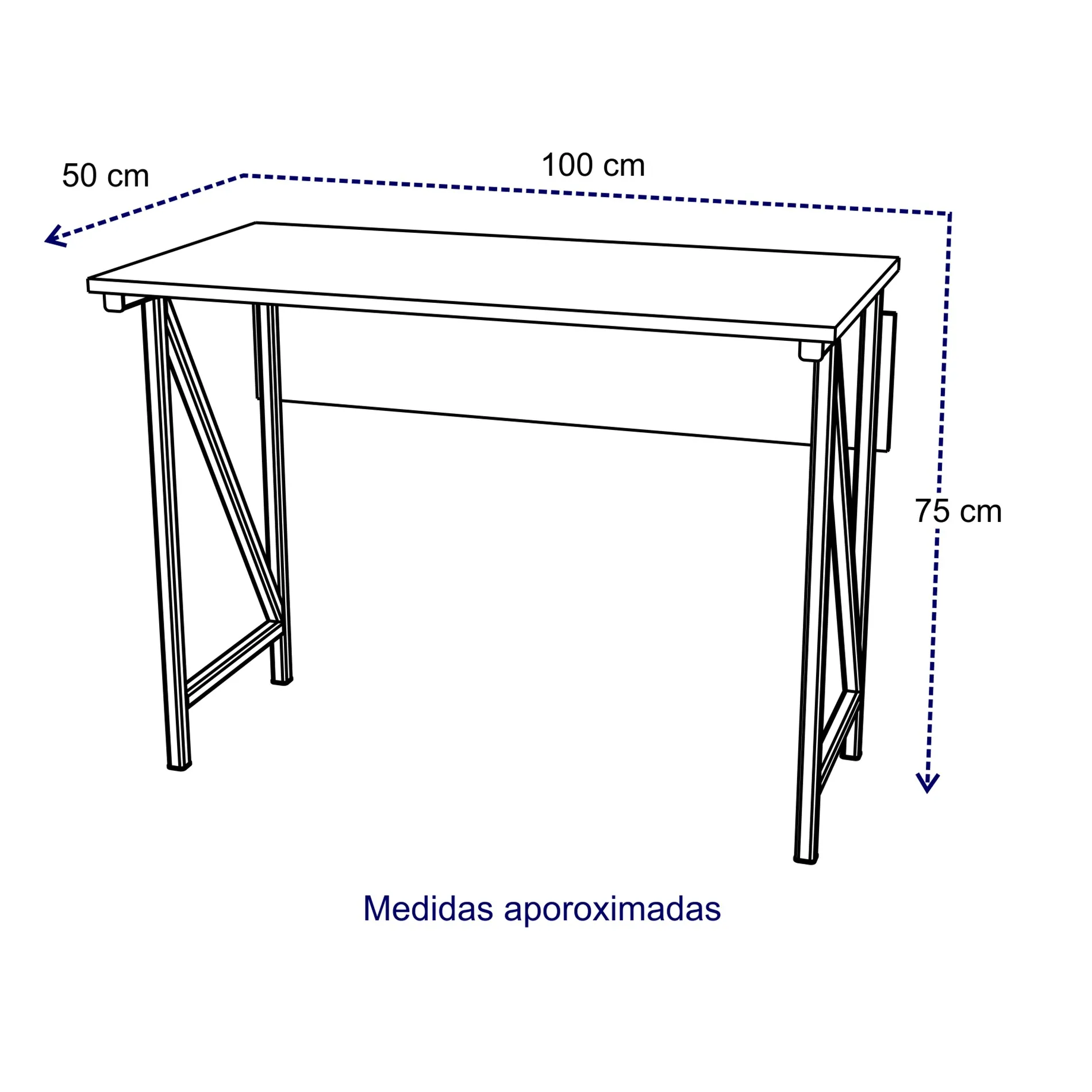 Escritorio Mirey Cafe Claro 100 x 75 x 50