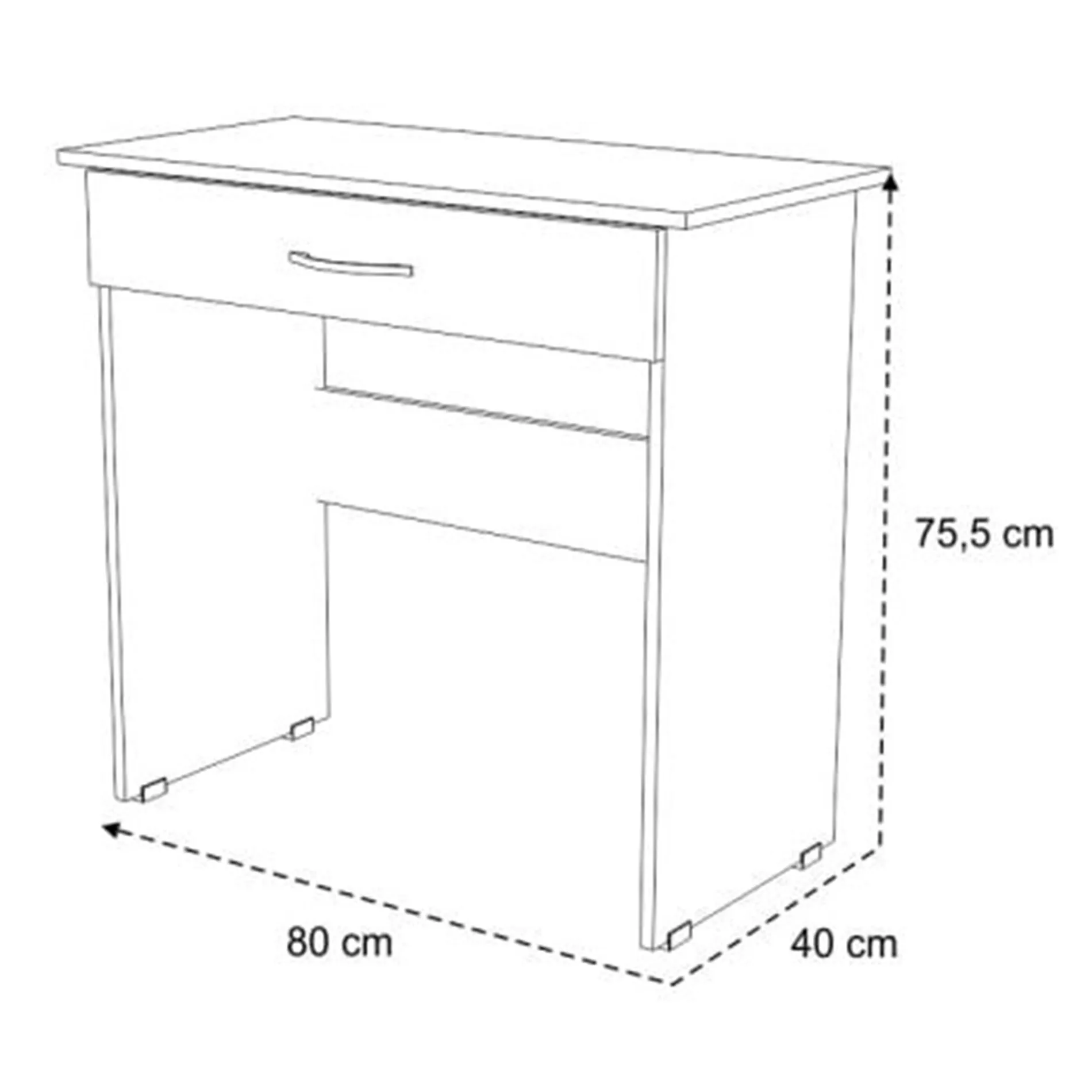 Escritorio Triv Negro Claro 80 x 75.5 x 40