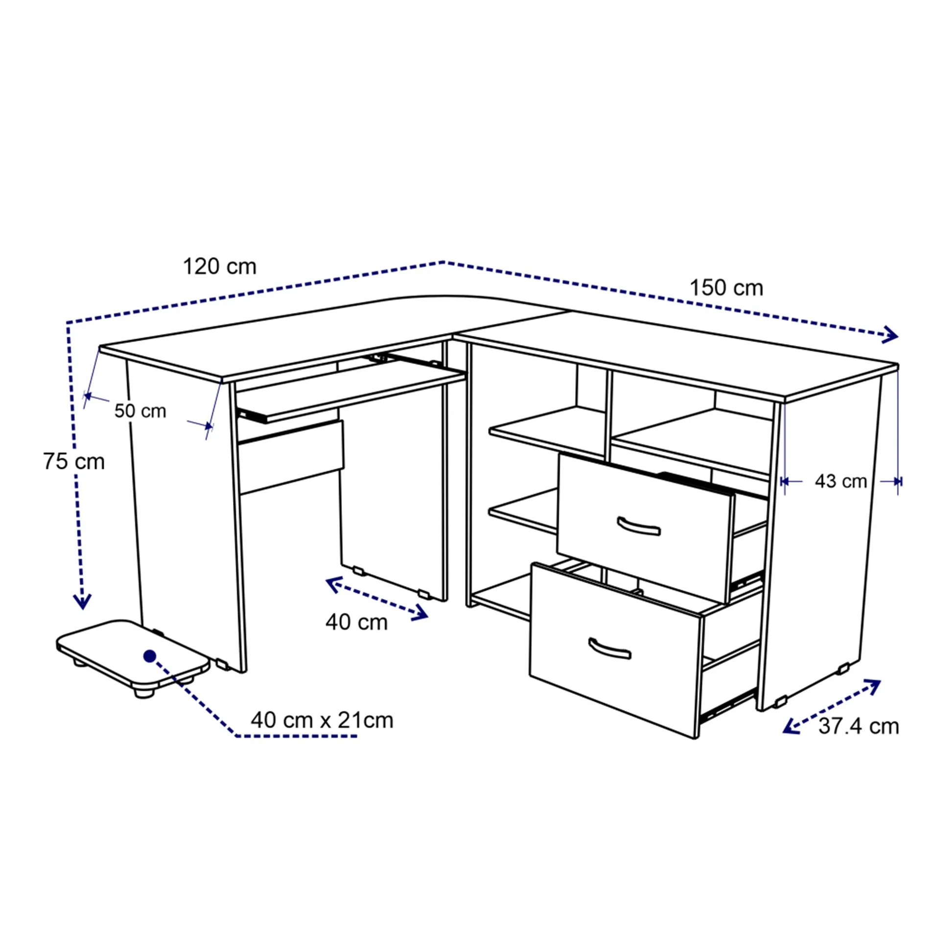 Escritorio Tiwo Wengue 150 x 75 x 120