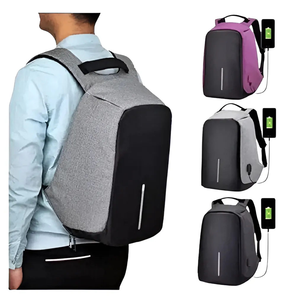 Maleta Antirrobo Mochila Morral AntiRobo Con Cable Seguridad Gris