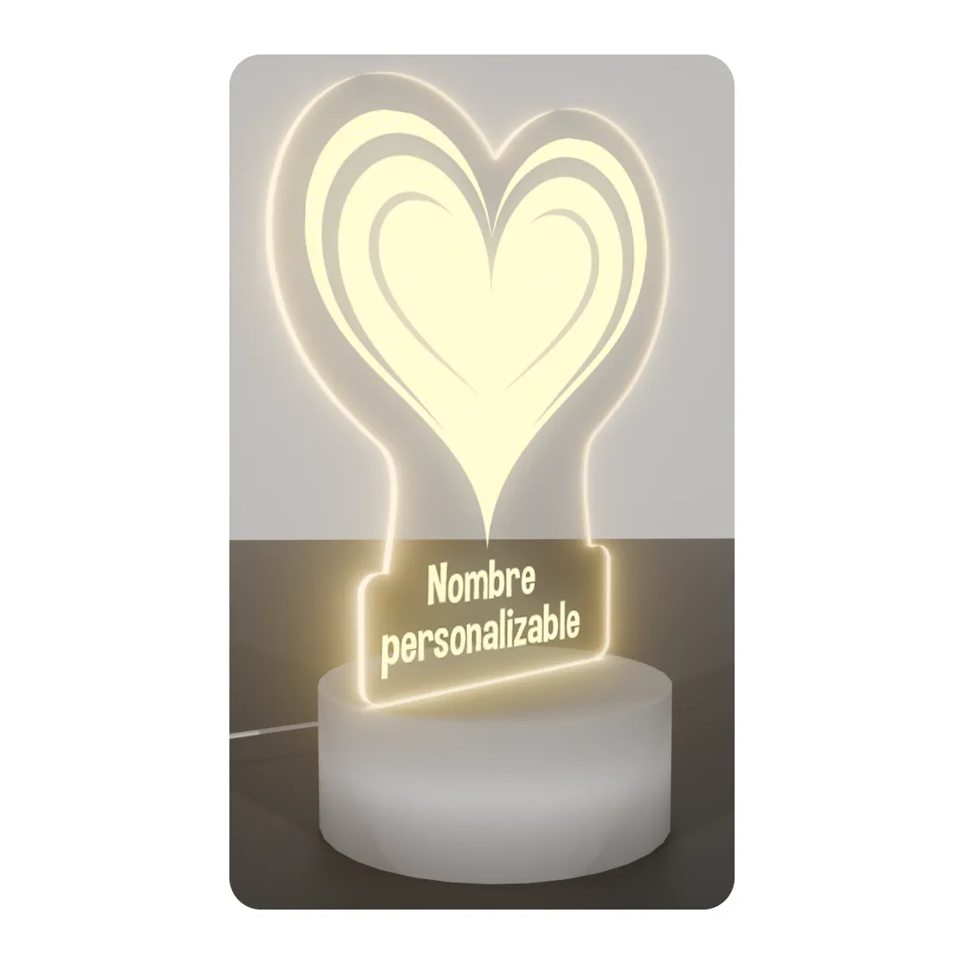 Lampara Base Led De Corazon Personalizable V303