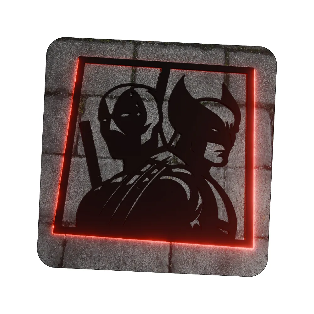 Cuadro Decorativo  con Luz Led Dead Pool-Wolverine V277