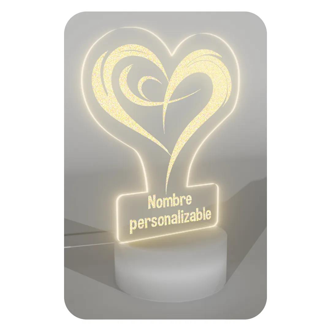 Lampara Base Led Personalizable con Corazon V300