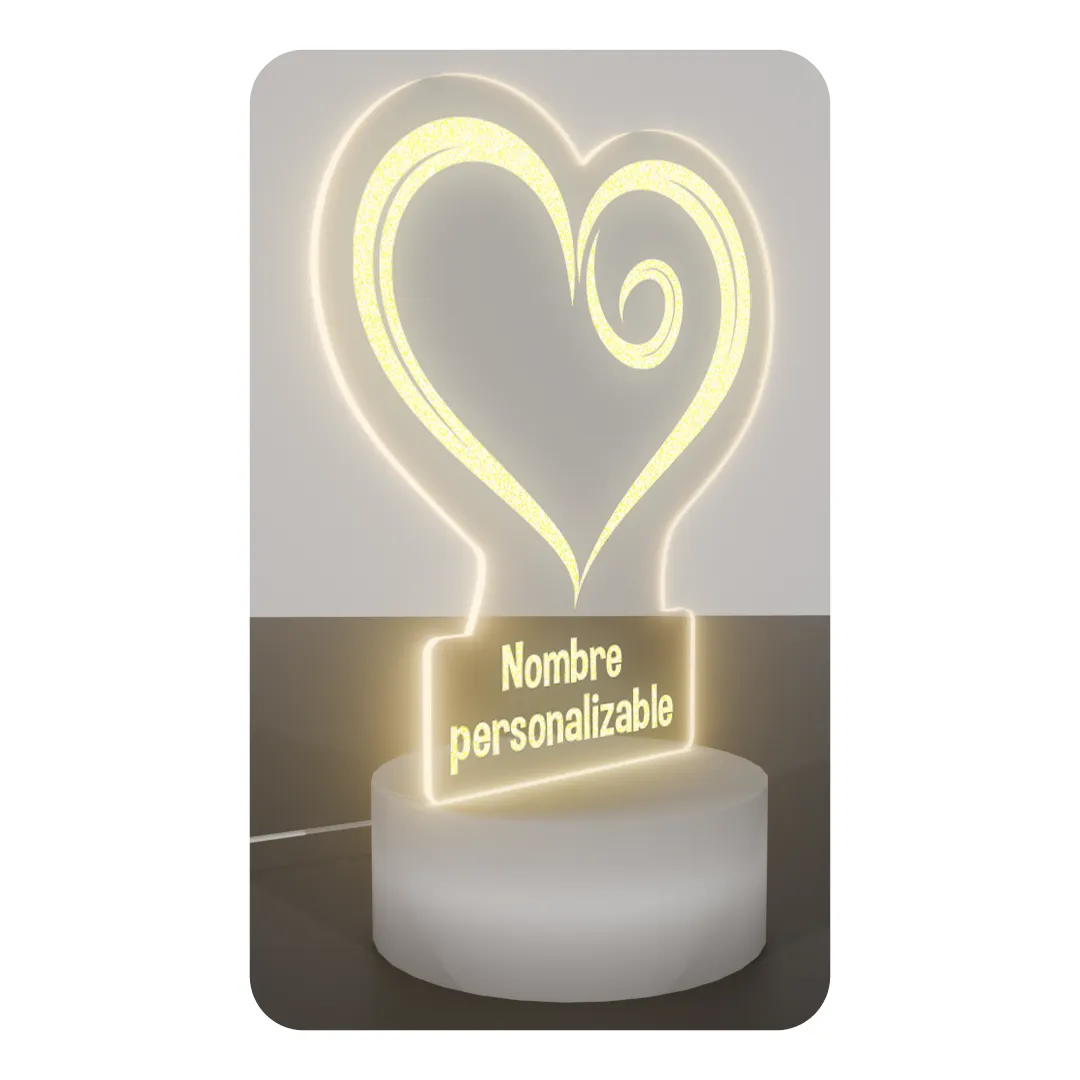 Lampara Base Led De Corazon Personalizable V302