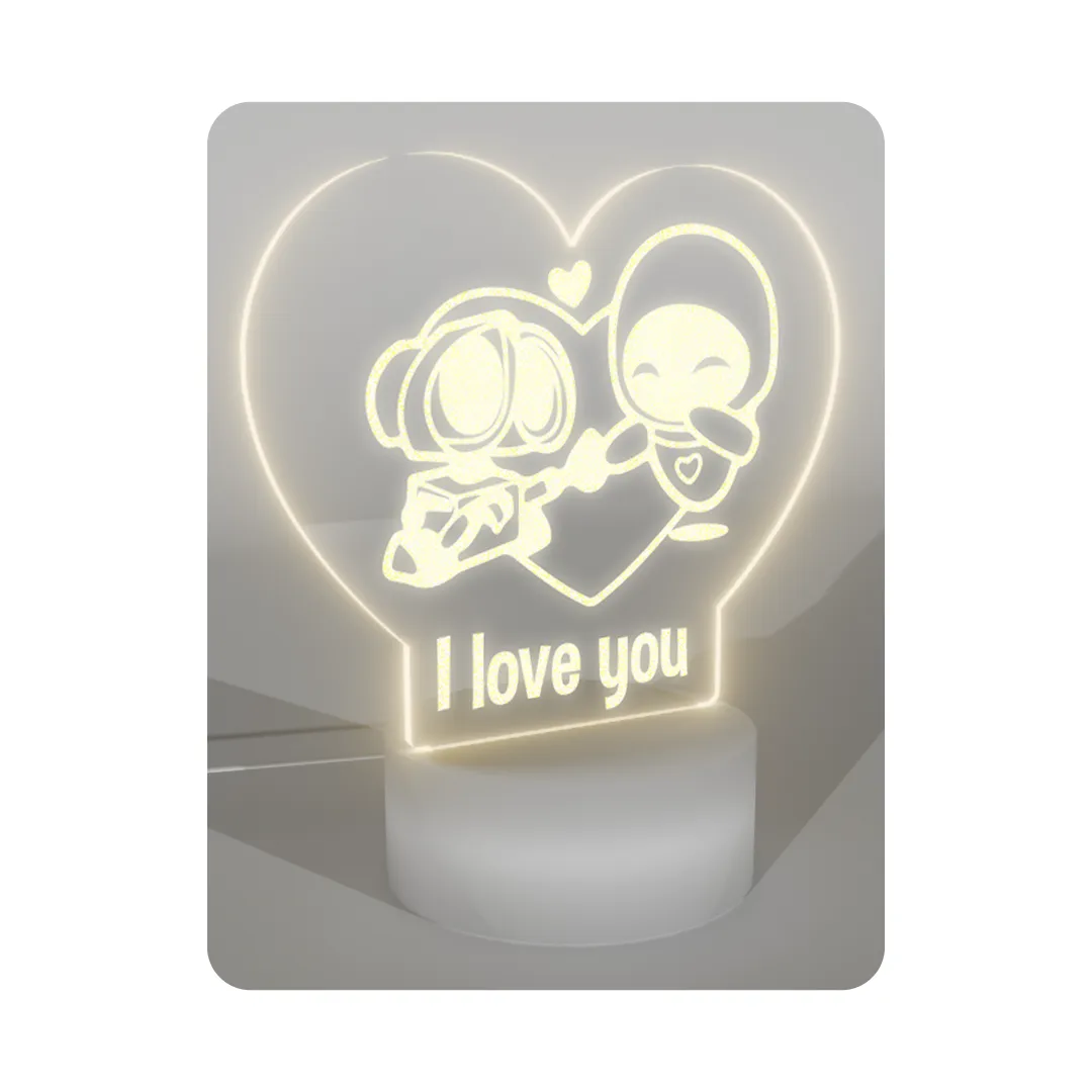 Lampara Base Led de Corazon Wall-e y Eva V301