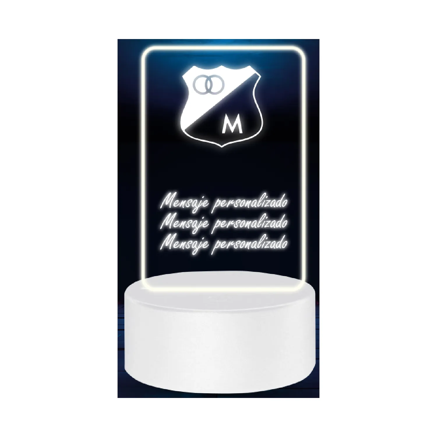 Lámpara Base Led Personalizable Escudo Millonarios Fc