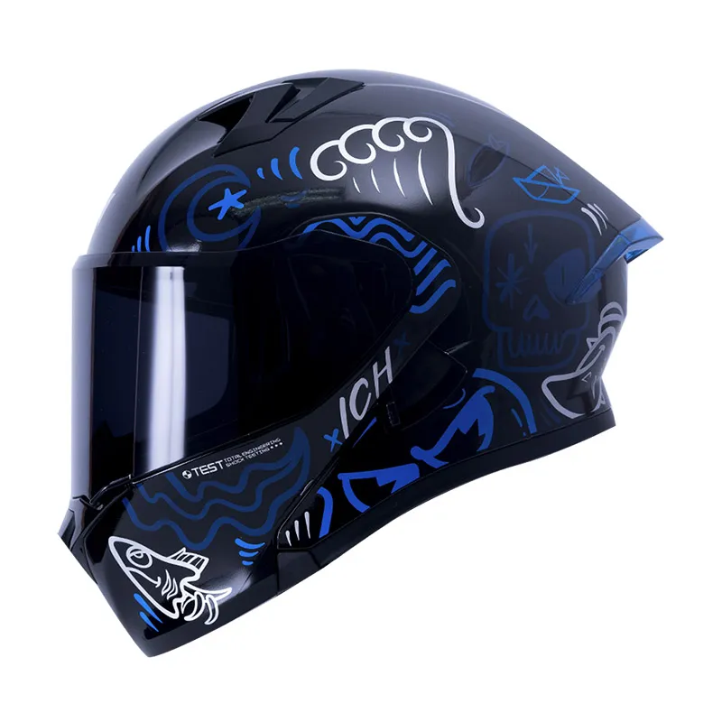 Casco Abatible ICH 3120 Fresh Azul  Brillo Talla Xl