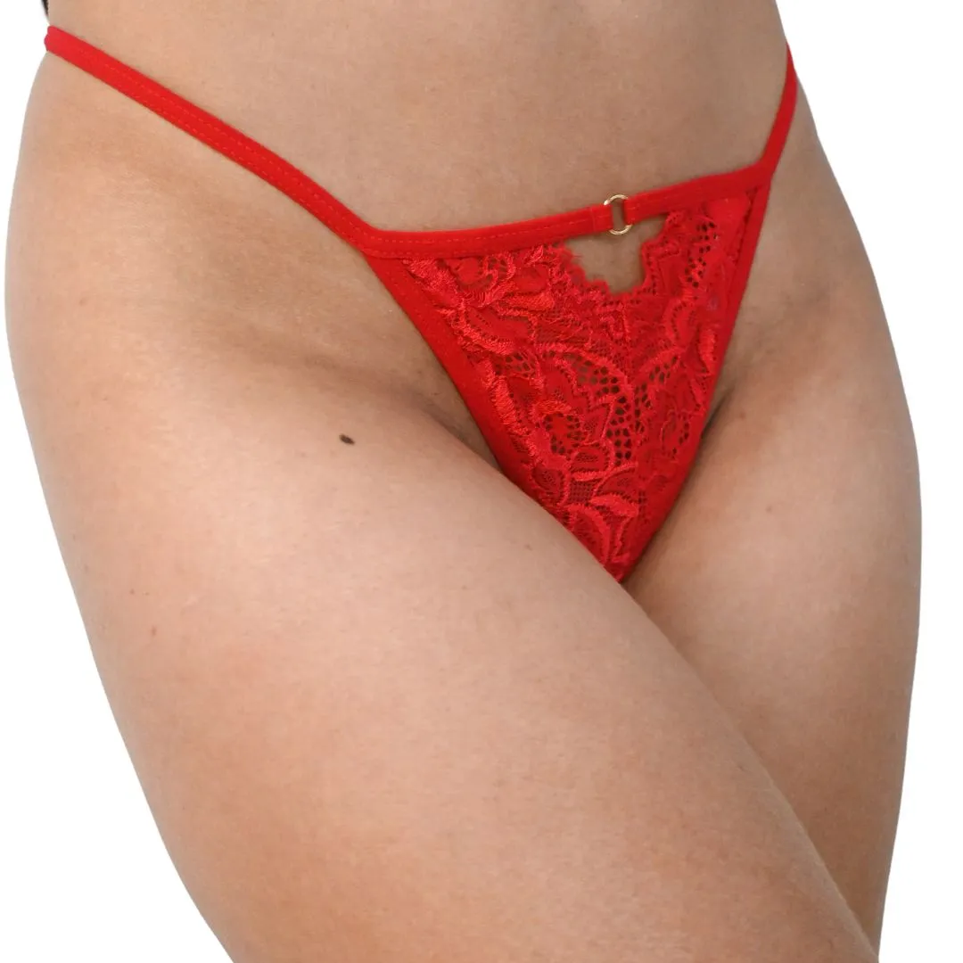 Panty Hilo Dental Rojo Tipo G-String Misterio