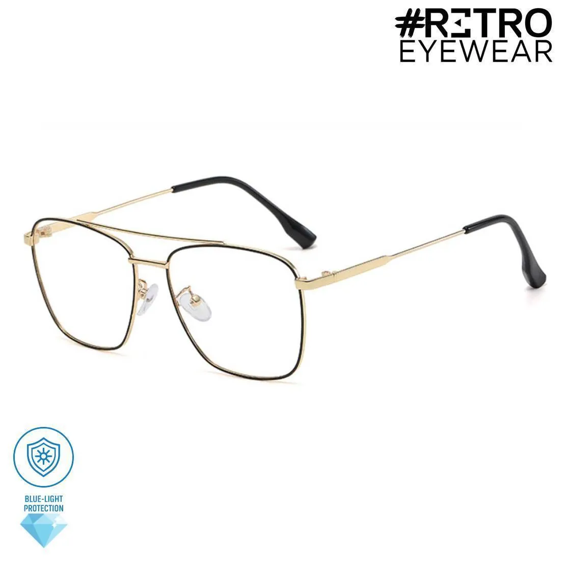 Gafas Óptica Originales Descanso RETRO® TONY Gold Diamond® Anti|Blue® Gamer PC