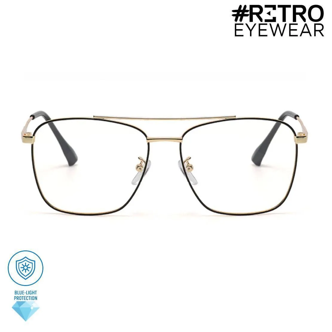 Gafas Óptica Originales Descanso RETRO® TONY Gold Diamond® Anti|Blue® Gamer PC