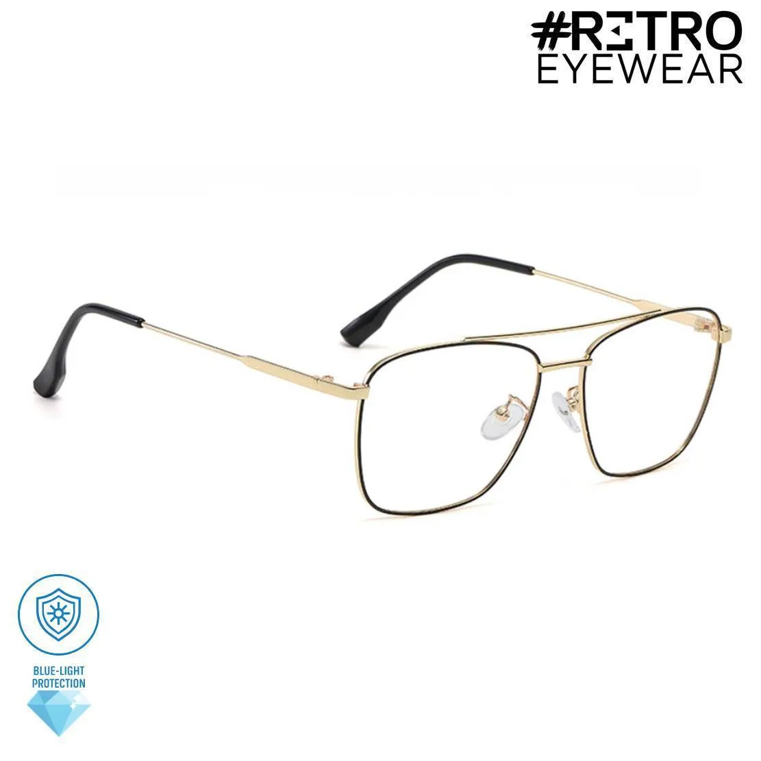 Gafas Óptica Originales Descanso RETRO® TONY Gold Diamond® Anti|Blue® Gamer PC