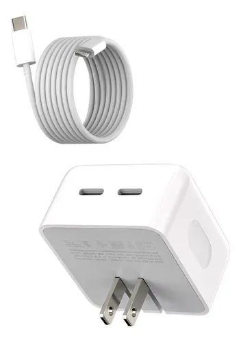 Cargador Apple iPhone Macbook Dos Puertos C 50w Carga Rapida