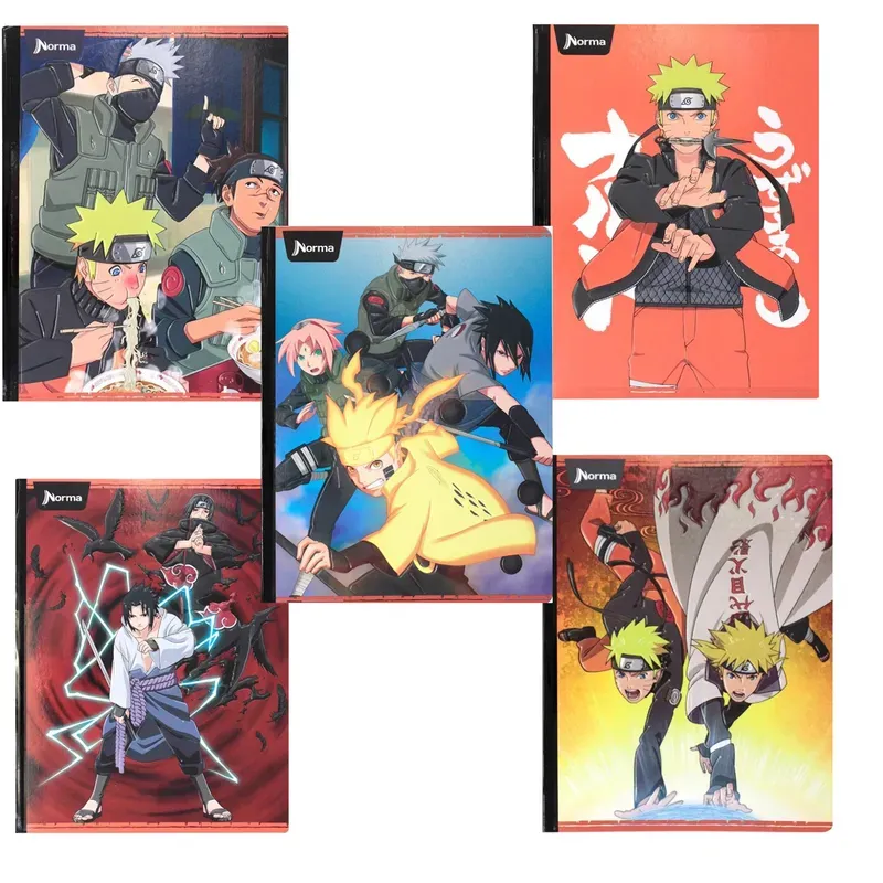 Cuaderno Cosido Cuadriculado Naruto 100 Hojas Norma x5 Unidades