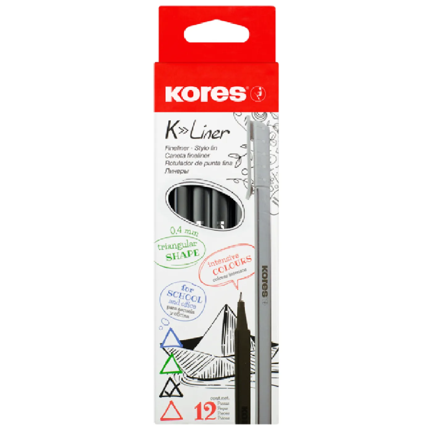 Micropunta K_Liner Negro Kores X10 Unidades