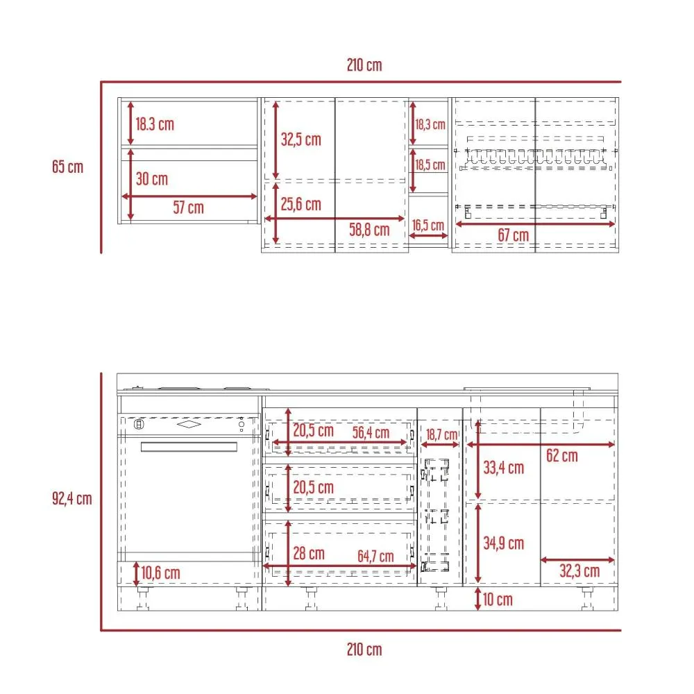 Cocina Integral Thilo  Incluye Mesón Izquierdo Y Horno