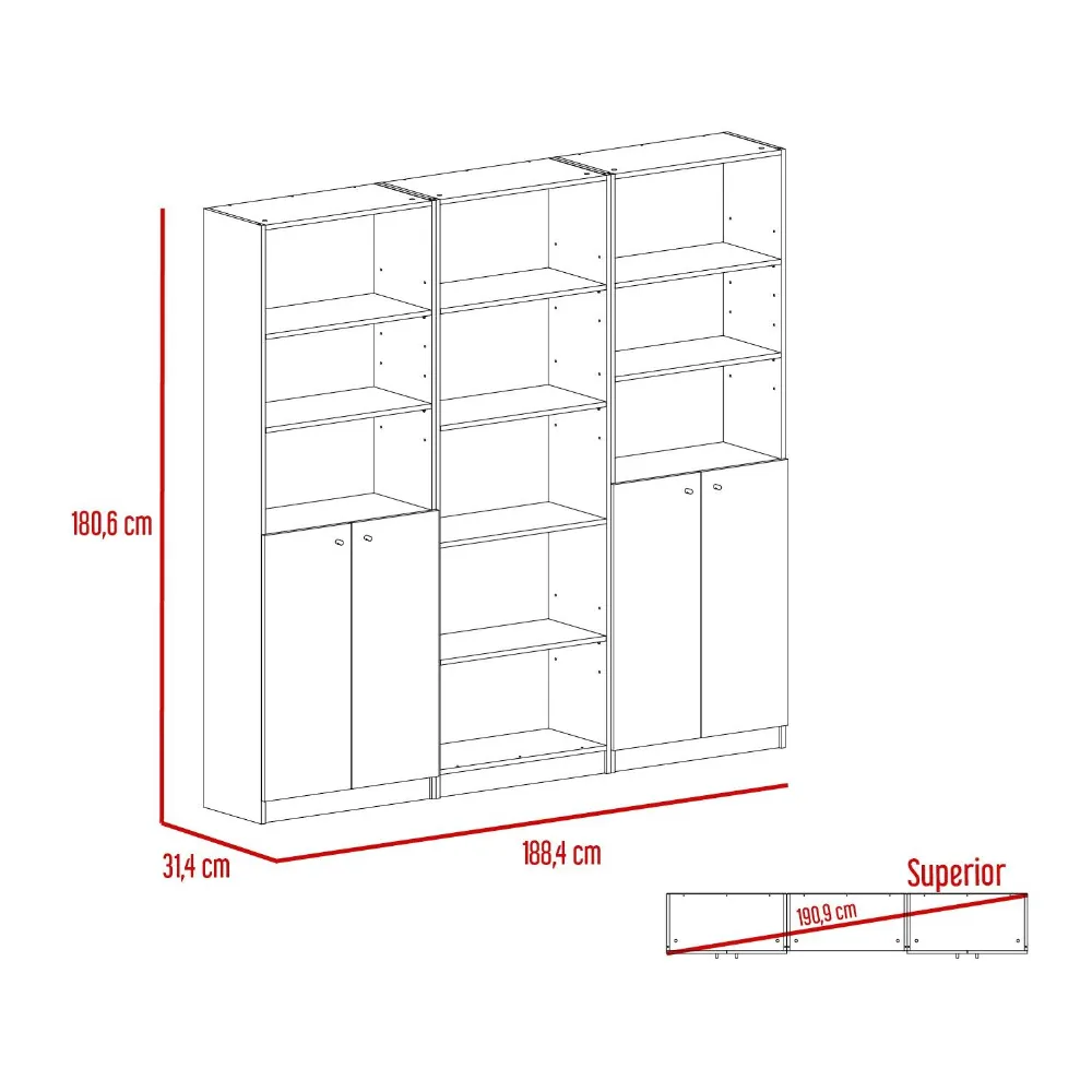 Combo De Bibliotecas Home, Wengue Incluye Tres Bibliotecas