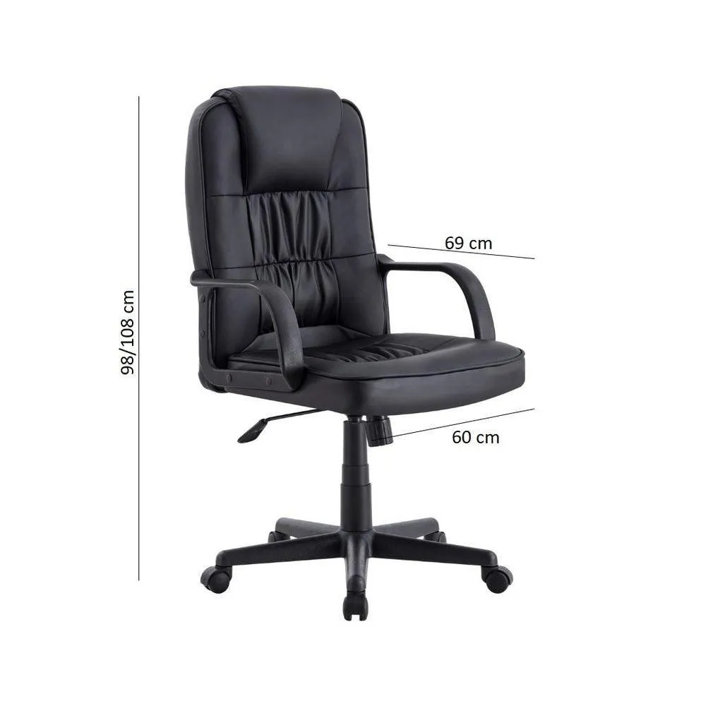 Silla Oficina X-69B, Negro, Con Cómodo Espaldar Y Rodachines