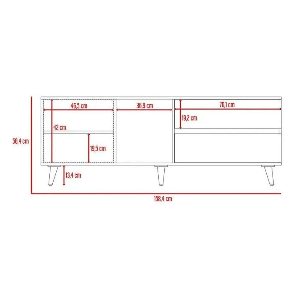 Mesa Para Tv Nashira, Miel Y Plata Oscuro, Con Espacio Para Televisor De Hasta 60 Pulgadas