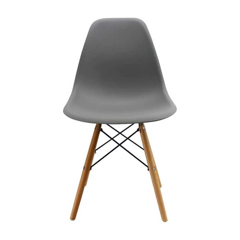 Kit Por 2 Sillas Eames Patas En Madera Para Comedor, Gris