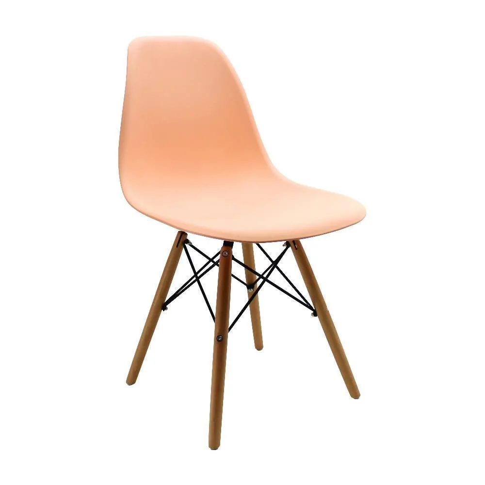 Silla Eames Patas En Madera Para Comerdor, Salmón