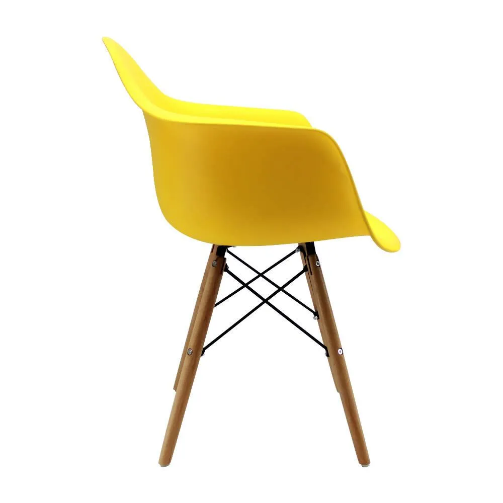 Kit Por 2 Silla Eames Con Brazos Patas En Madera   Amarillo