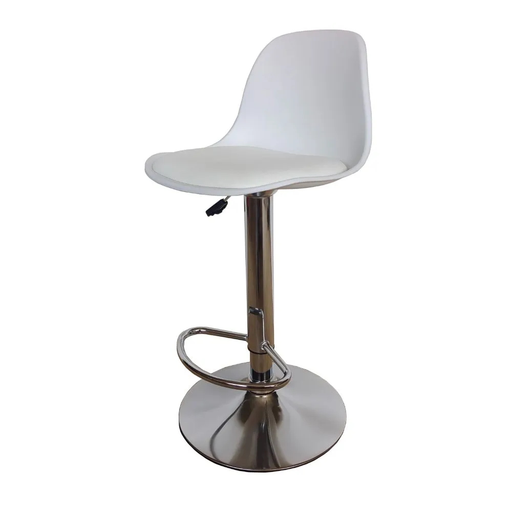 Silla Bar Napoles, Blanco Base Metal Cromado