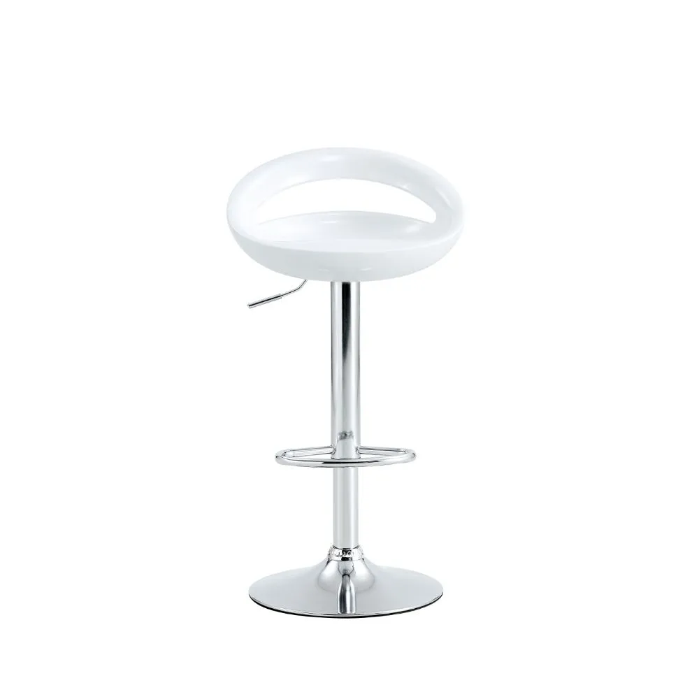 Silla Bar Turón, Blanco,  Base Metal Cromado