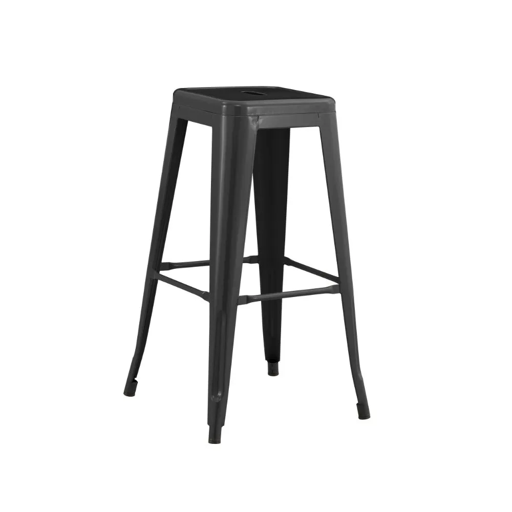 Silla Bar Milan, Negro, Base Metal Cromado