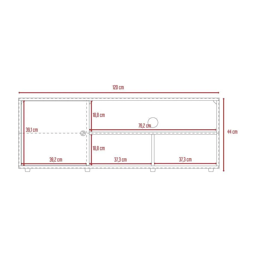 Mesa Para Tv Noah, Macadamia y Blanco Vainilla, con Variedad de Entrepaños