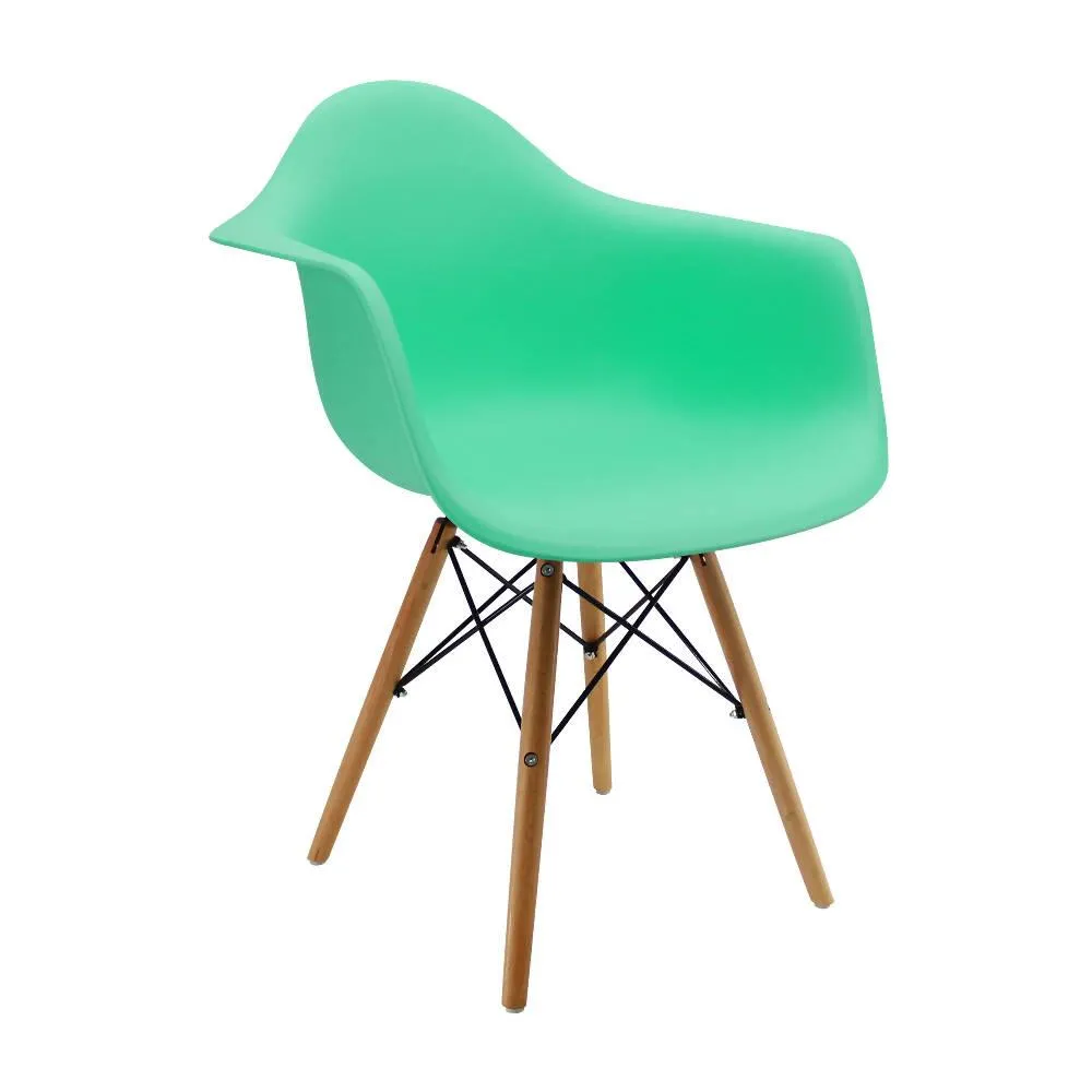 Silla Eames Con Brazos Patas En Madera Verde Menta