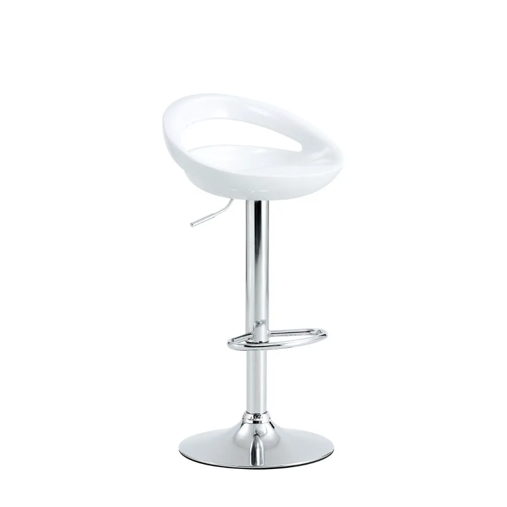 Silla Bar Turón, Blanco,  Base Metal Cromado