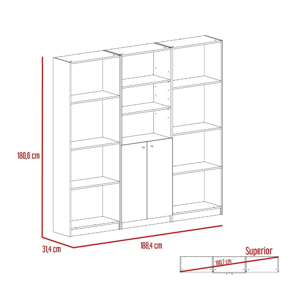 Combo De Bibliotecas Home, Wengue Incluye Tres Bibliotecas