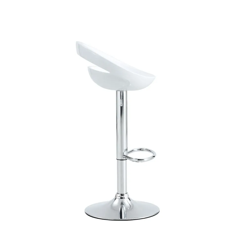 Silla Bar Turón, Blanco,  Base Metal Cromado