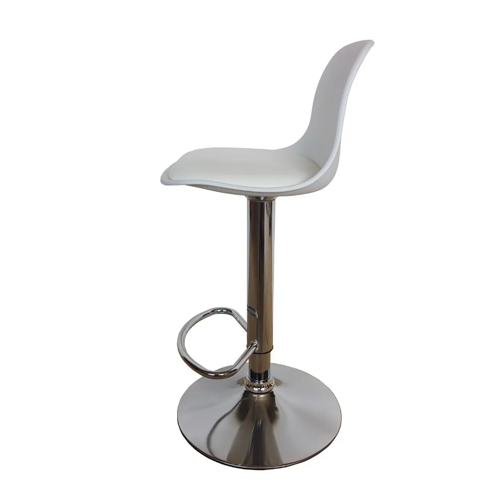 Silla Bar Napoles, Blanco Base Metal Cromado