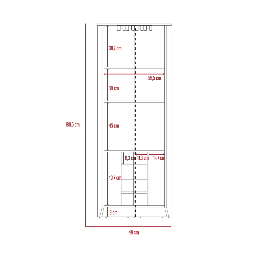 Bar Esquinero Sarume, Beige, Con Amplio Espacio De Almacenamiento Y Porta Copas