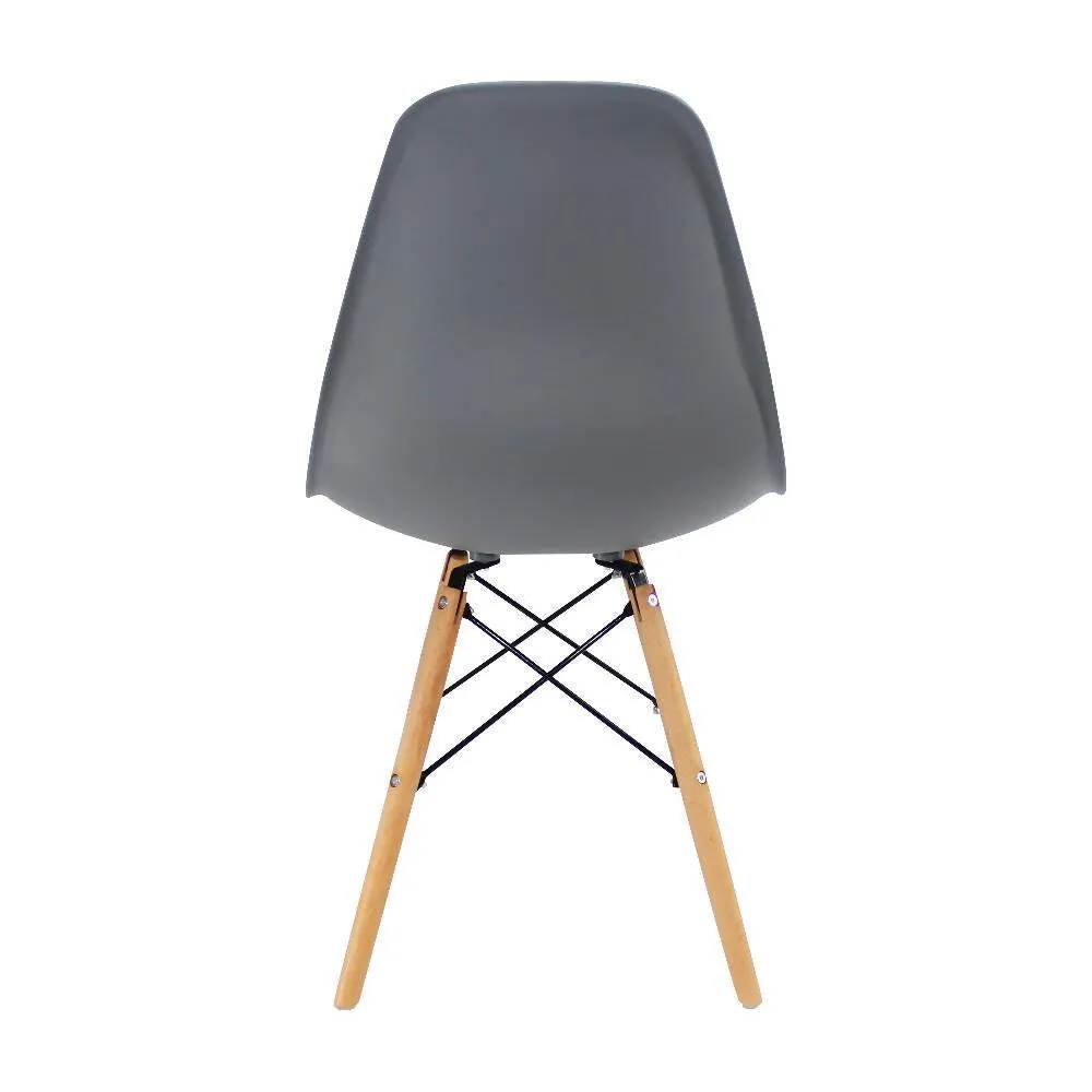 Kit Por 2 Sillas Eames Patas En Madera Para Comedor, Gris