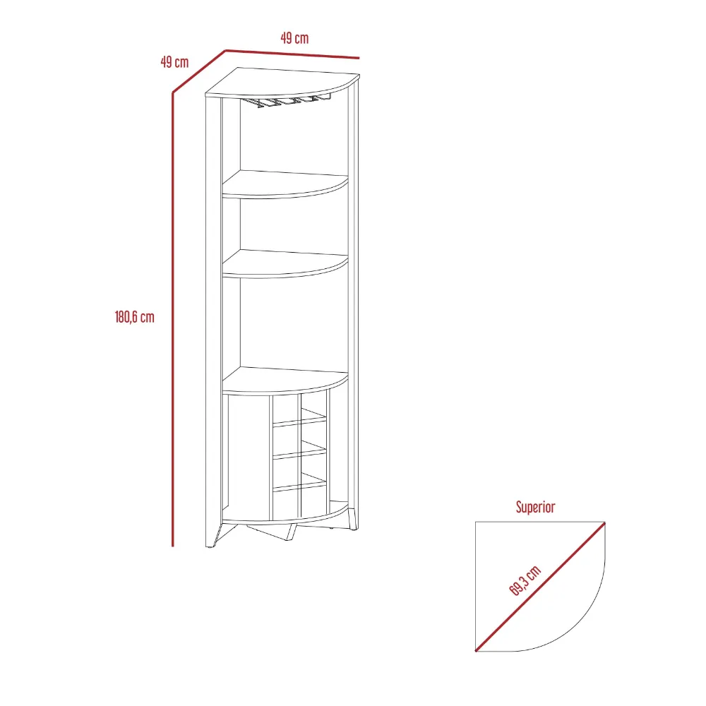 Bar Esquinero Sarume, Beige, Con Amplio Espacio De Almacenamiento Y Porta Copas