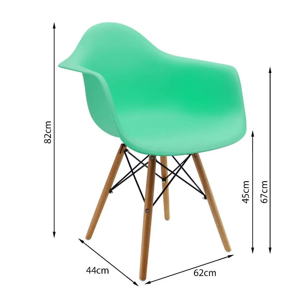 Silla Eames Con Brazos Patas En Madera Verde Menta