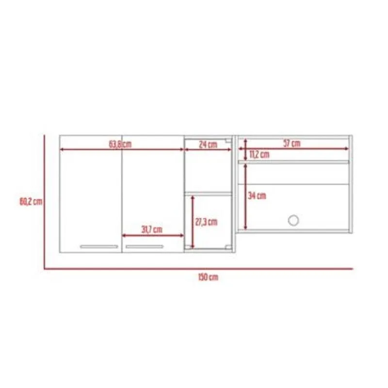 Gabinete Superior Viltex, Wengue Y Blanco, Incluye Locero Y Portavasos