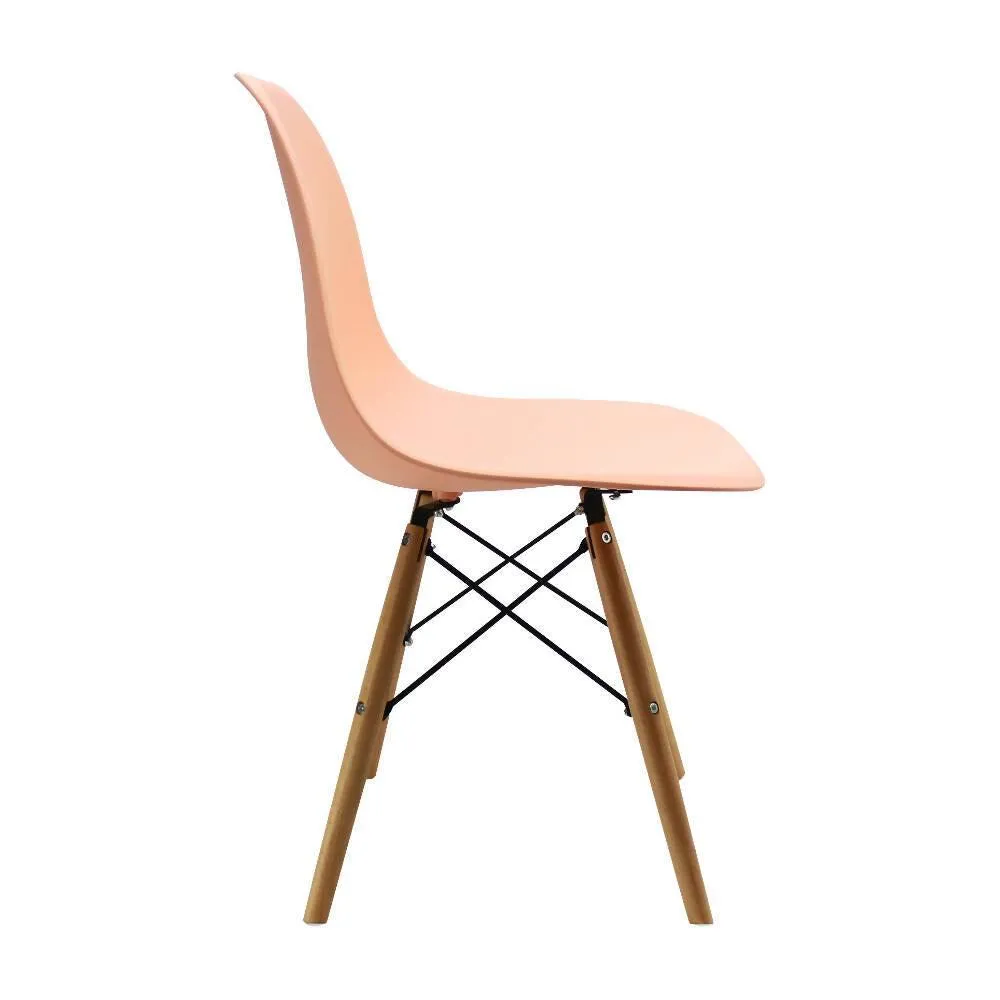 Silla Eames Patas En Madera Para Comerdor, Salmón