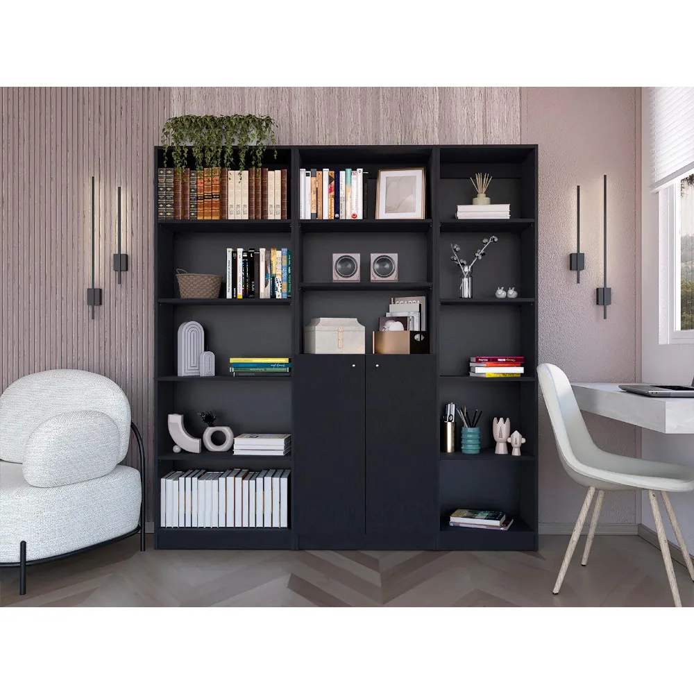 Combo De Bibliotecas Home, Wengue Incluye Tres Bibliotecas