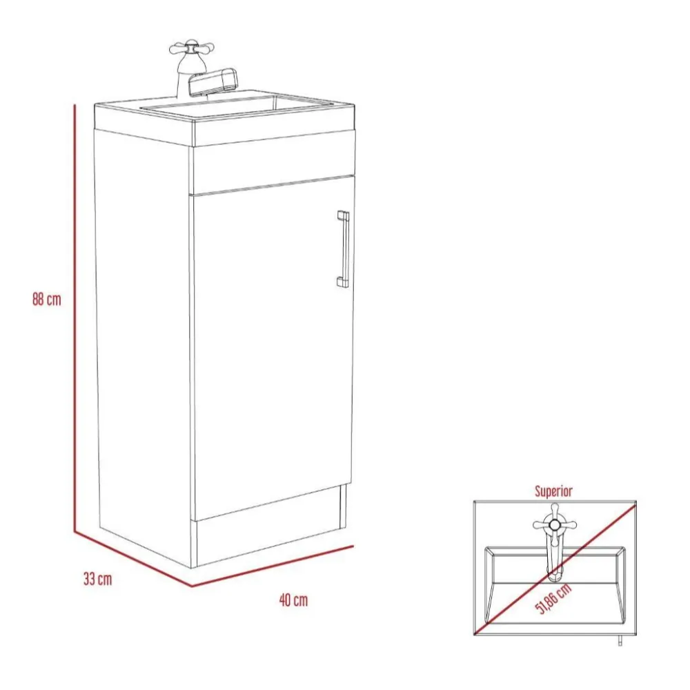 Mueble Lavamanos Oporto, Miel, Con Una Puerta Abatible